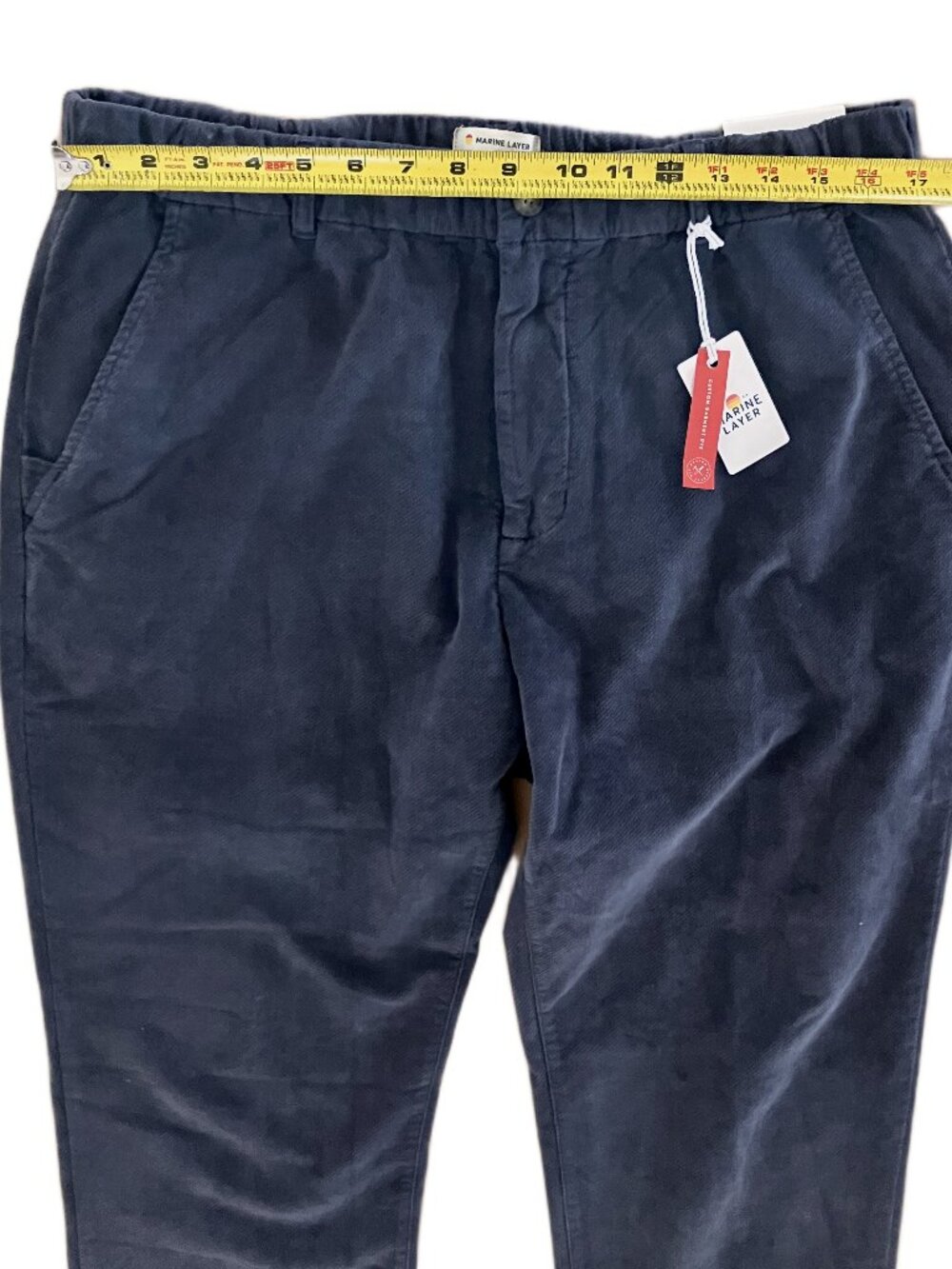 Marine Layer Men's Saturday Moleskin Slim Straight Chino Mood Indigo Size L-32 - Picture 8 of 13